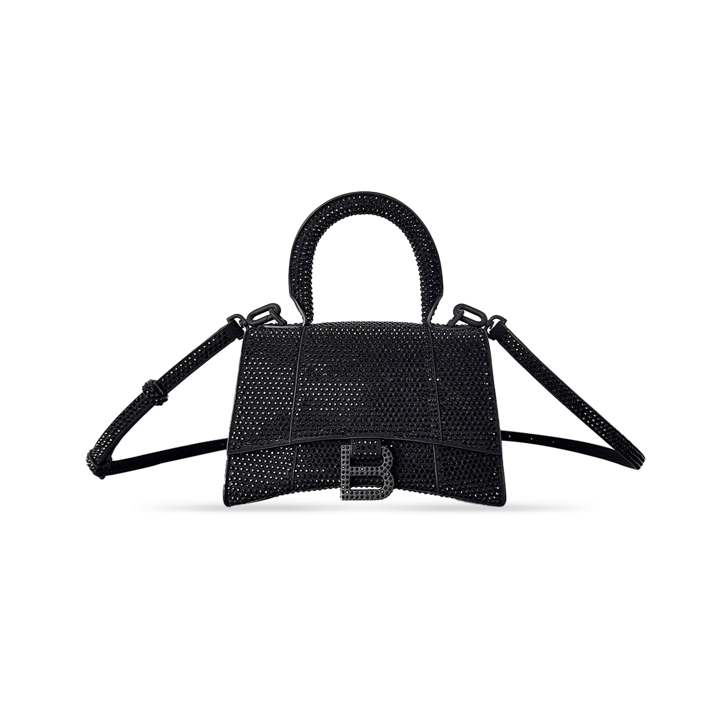 Ba*len*cia*ga women''s hourglass handbag xs with rhinestones black 5928331s4cy8210 (18.8*13*7.9cm)